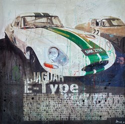 Jaguar E-Type (White) by Markus Haub - Original Painting on Box Canvas sized 32x32 inches. Available from Whitewall Galleries